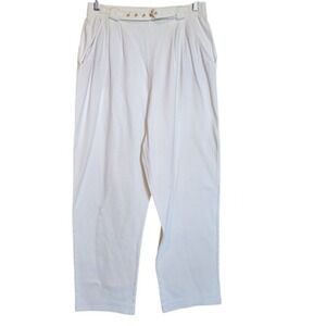 St John Sport Pants Womens Medium‎ White High Waist Track Pant 100% Cotton Italy
